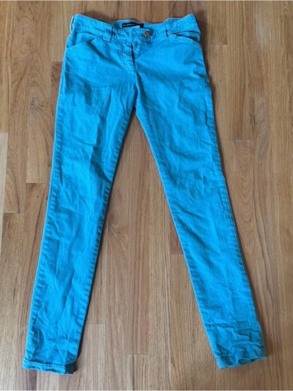 Vintage Balenciaga by Nicolas Ghesquiere turquoise jeans 40